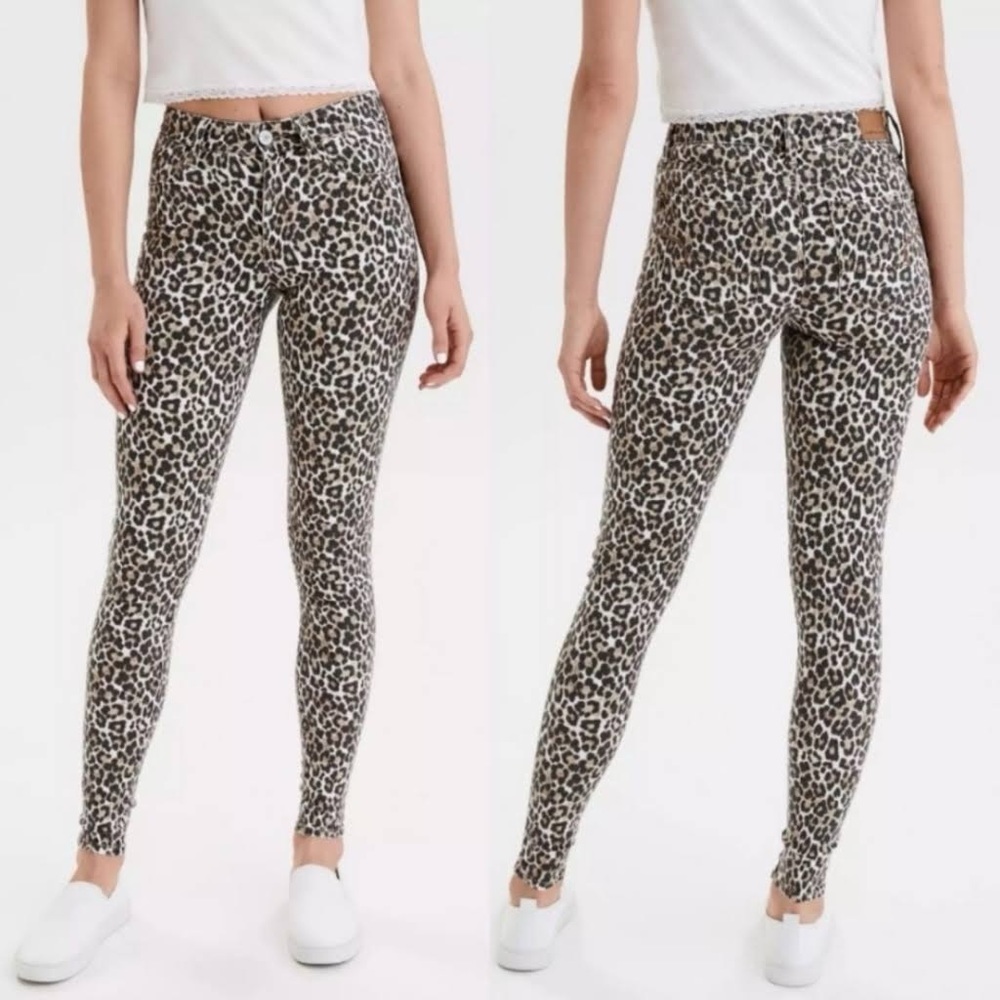 🆕 American Eagle leopard print jeggings SZ‎ 2